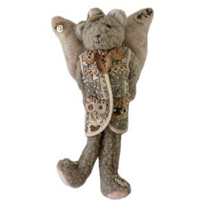Vintage Unbranded Embellished Vest Fleece Plush Angel Teddy Bear Self Sitter